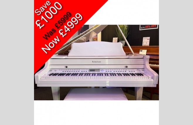 Robertson RP3000 Self Playing Digital Baby Grand Piano | Polished White | UK Delivery | 0% Finance | P/X | Full Warranty | Includes Stool & Headphones | Used - Image 1